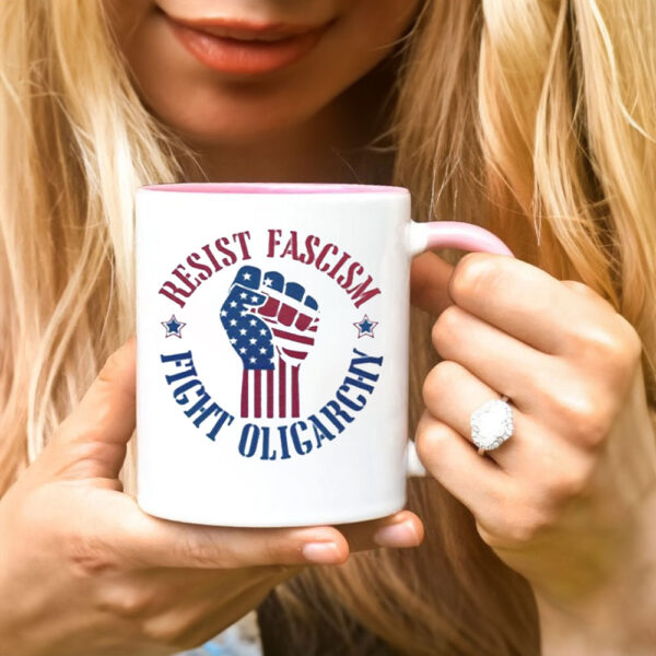 Cute Resist Fascism Fight Oligarchy, Anti Elon Protest 2025 Mug