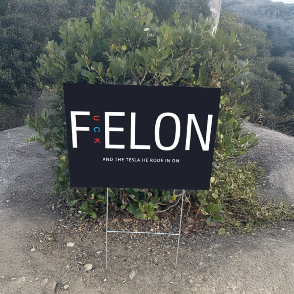 F Elon Sign PRINTABL And The Tesla He Rode In On Yard Sign