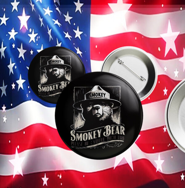 Smokey Bear Button: Resist, Protect Our National Parks