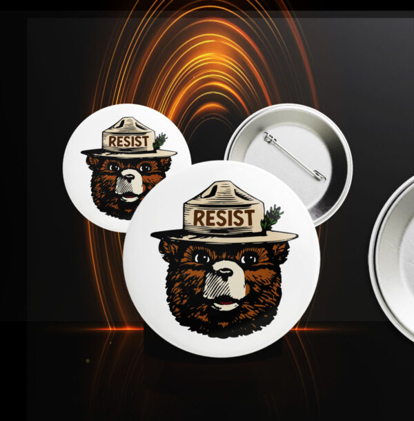 Smokey The Bear Resist, Resist Fascism National Park Button