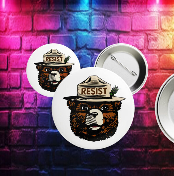 Smokey The Bear Resist, Resist Fascism National Park Button