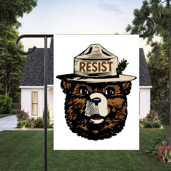 Smokey The Bear Resist, Resist Fascism National Park Flag