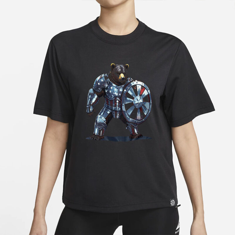 Bear in Armor T-Shirt, Patriotic Bear Shirt, Resist Bear Graphic Tee, Animal Warrior T-Shirt, Unique Bear Themed Shirt