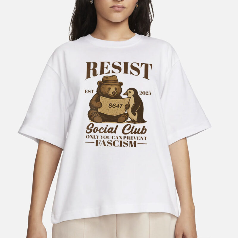 Bears Penguins RESIST Shirt, Social Club Penguins Shirt, Penguins Tariff, Flippers Up Social Club, FDT Bear Shirt, I Stand With The Penguins