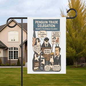 Heard Island Anti Trump, penguins Against Tariffs Flag