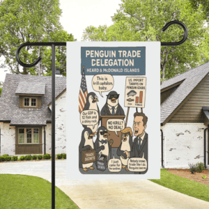 Heard Island Anti Trump, penguins Against Tariffs Flag