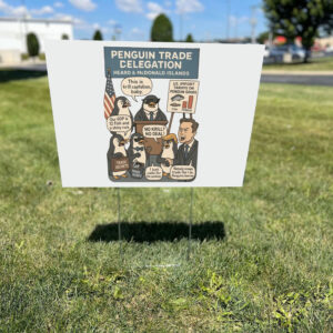 Heard Island Anti Trump, penguins Against Tariffs Yard Sign