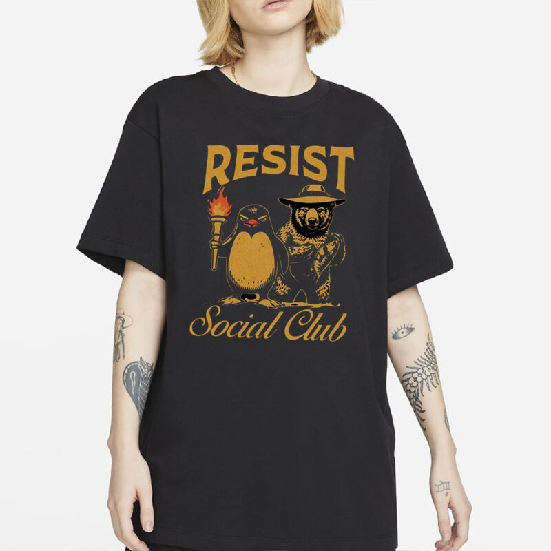Penguin and Bear RESIST Shirt PNG Digital, Flippers Up Tee, Heard Island, Subtle FDT Shirt Resistance Protest, Against Tariffs Tee