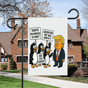 Penguins Against Tariffs, Funny Anti Trump 2025 Flag