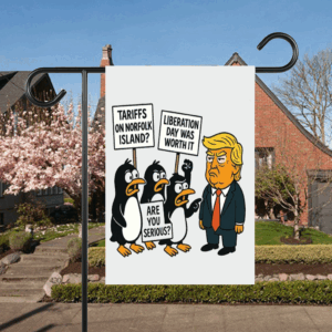 Penguins Against Tariffs, Funny Anti Trump 2025 Flag