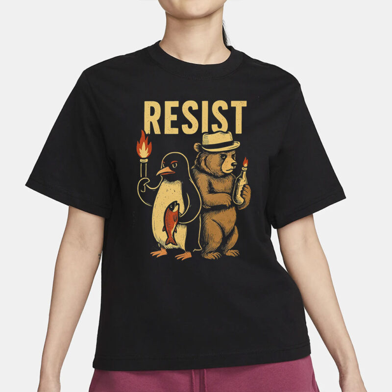 Resist Penguin Bear Png, Resist Political Injustice Png, Funny Penguin Tariffs Png, Flippers Up Png, Heard Island Png,Funny Anti Trump Shirt