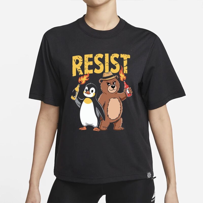 Resist Penguin Bear Svg, Funny Protest Svg, Rebel Cartoon Svg, Anarchist Animal Svg, Funny Anti Trump Shirt, Trendy America Shirt