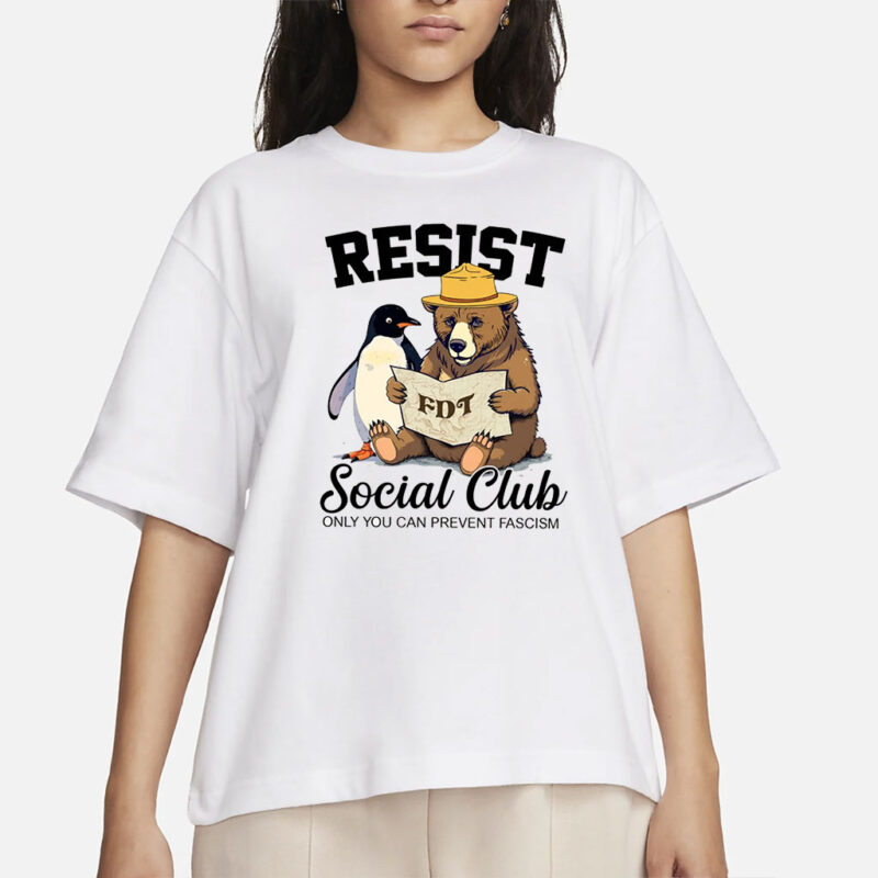 Resist Social Club Only You Can Prevent Fascism Bear And Penguin png, Anti-Trump Instant Download, FDT Foxtrot Delta Tango Shirt