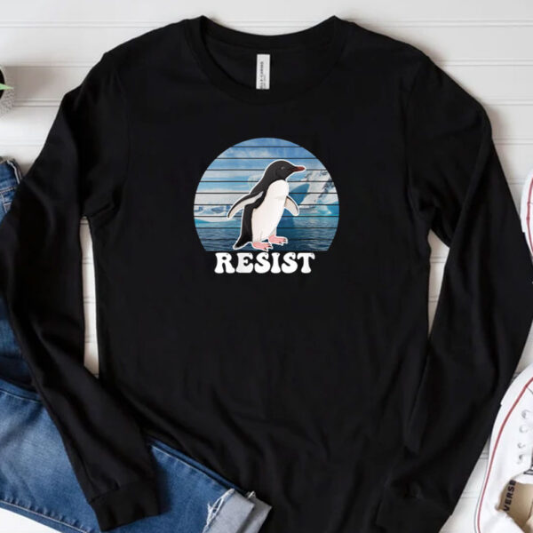 Funny Resist Penguins Protest Against Tariffs Funny Penguin T-shirt