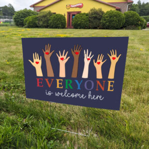 Idaho teacher shirt everyone is welcome here Yard Sign